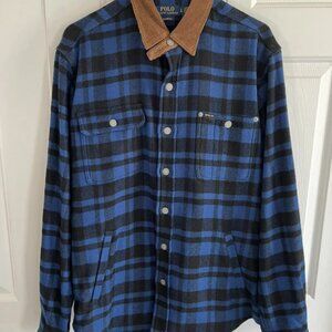 POLO RALPH LAUREN Men's Buffalo Plaid Corduroy Collar Flannel Shirt Jacket